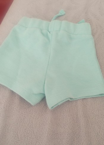 0-3 Ay Beden Düğmeli Turkuaz Mini Fitted Şort