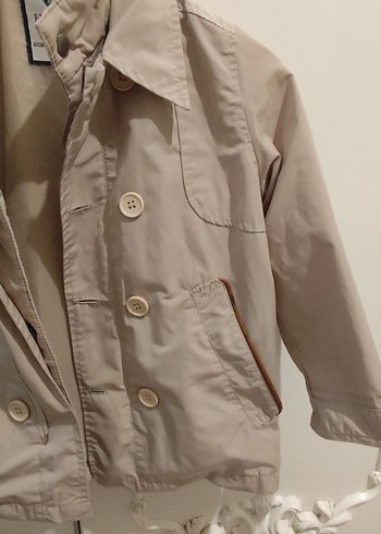 4 5 yaş Düğmeli Bej Midi Trençkot - Görsel 4