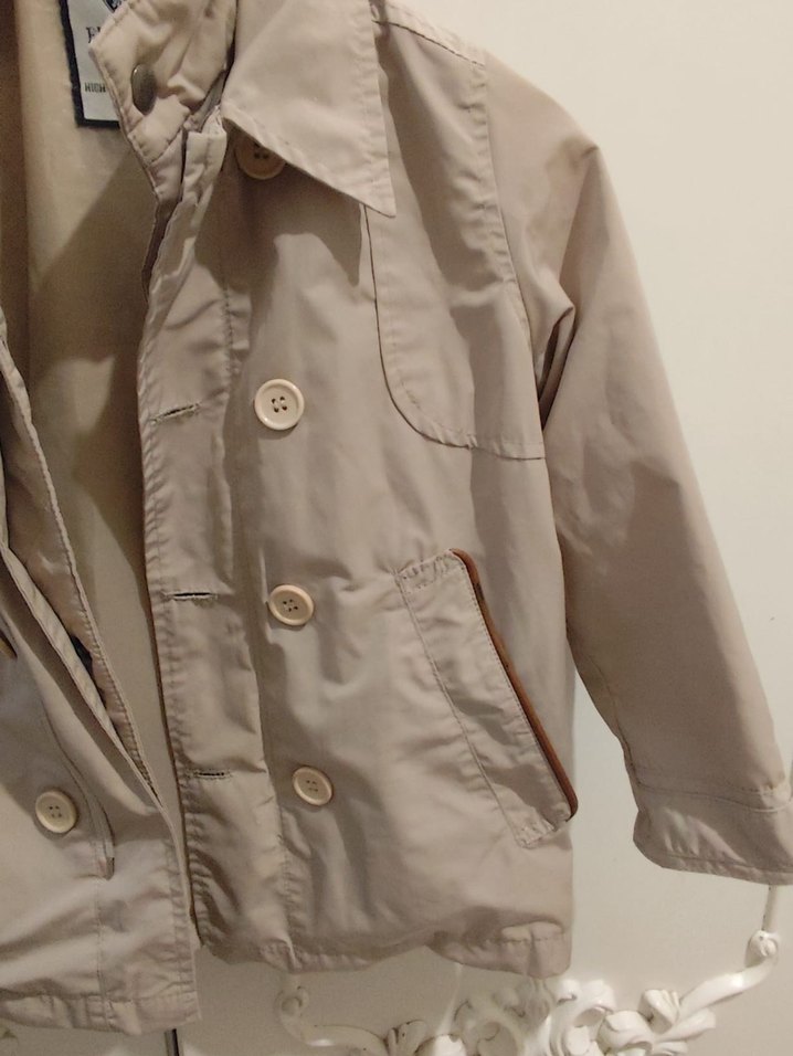 4 5 yaş Düğmeli Bej Midi Trençkot - Görsel 4