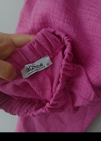 Pembe Uzun Kollu Keten Kadın ikili takım - Görsel 4