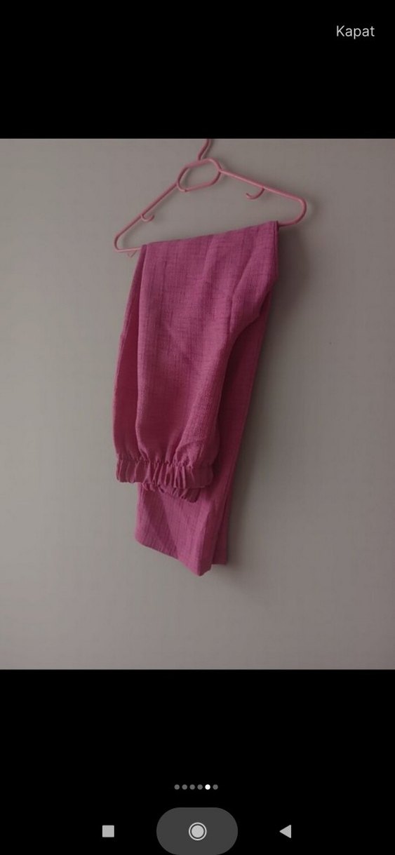 Pembe Uzun Kollu Keten Kadın ikili takım - Görsel 5