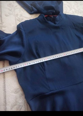 şal dahil 95 kiloyla 1.60 boyla giyildi Lacivert Uzun  Elbise - Görsel 9