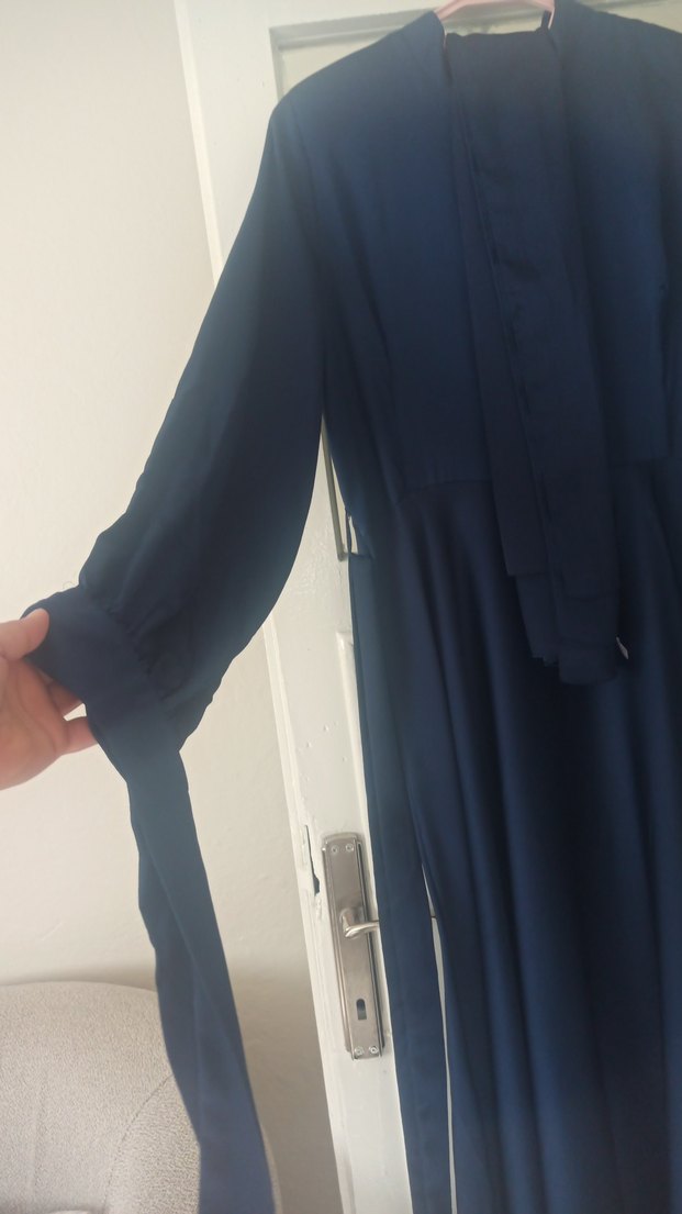 şal dahil 95 kiloyla 1.60 boyla giyildi Lacivert Uzun  Elbise - Görsel 3