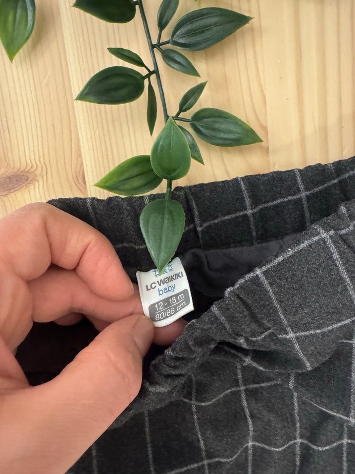 Düğmeli Erkek Gri Koton Pantolon - Görsel 2