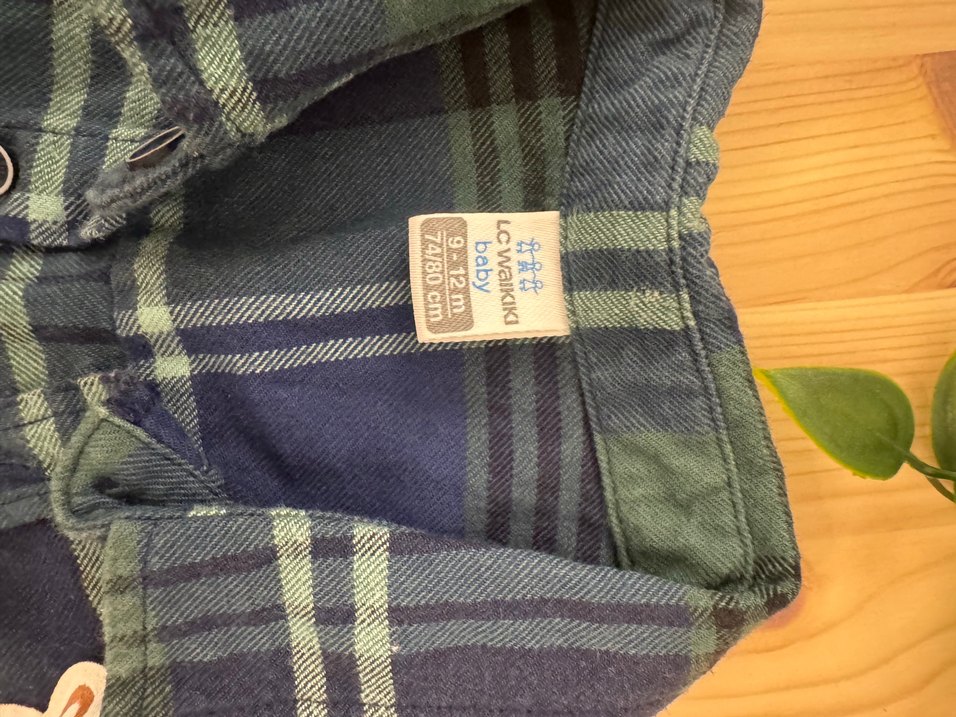 Erkek Çocuk Mavi Ekose Pamuklu Gömlek - Görsel 2