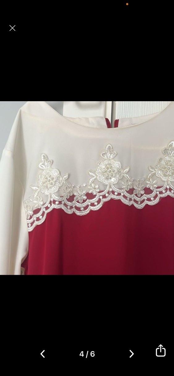 Bordo taşlı kemerli Uzun Kol abiye - Görsel 4