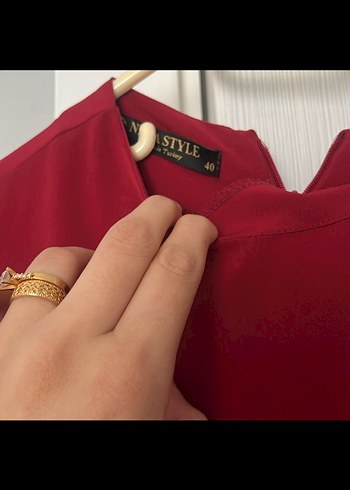 Bordo Uzun Kadın Elbise dökümlü - Görsel 4