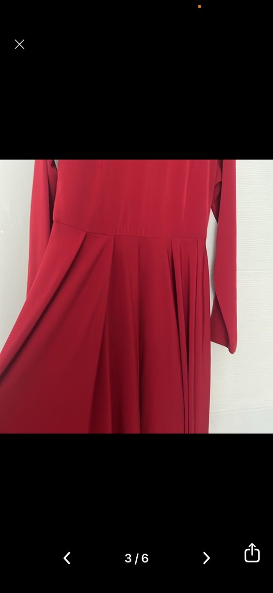 Bordo Uzun Kadın Elbise dökümlü - Görsel 3