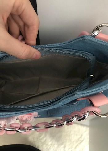 Yıldız Nakışlı Mavi Kot Kadın Çantası - Görsel 3