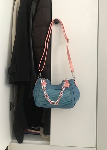 Yıldız Nakışlı Mavi Kot Kadın Çantası - Görsel 2