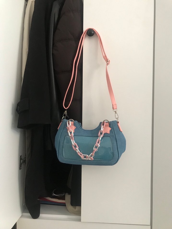 Yıldız Nakışlı Mavi Kot Kadın Çantası - Görsel 2