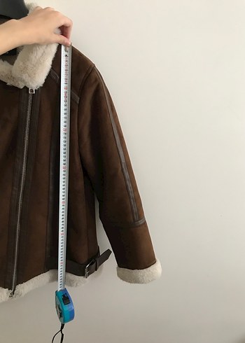 m Beden kahverengi Renk Pull&Bear Kürklü Kahverengi Süet Kadın Ceket