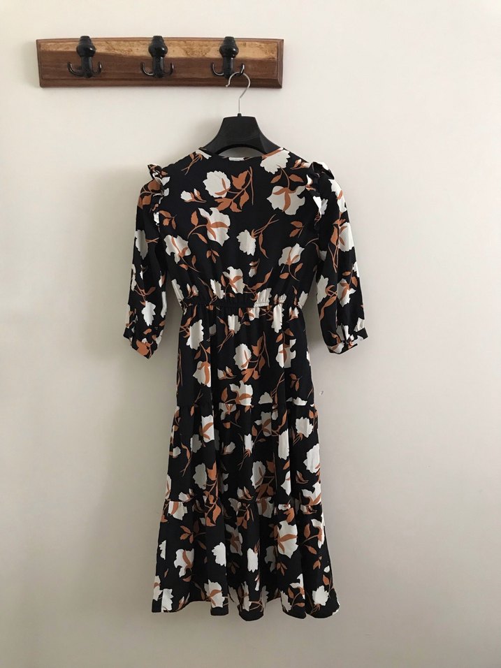 Chima Kahverengi Çiçekli Uzun Bohem Elbise - Görsel 2