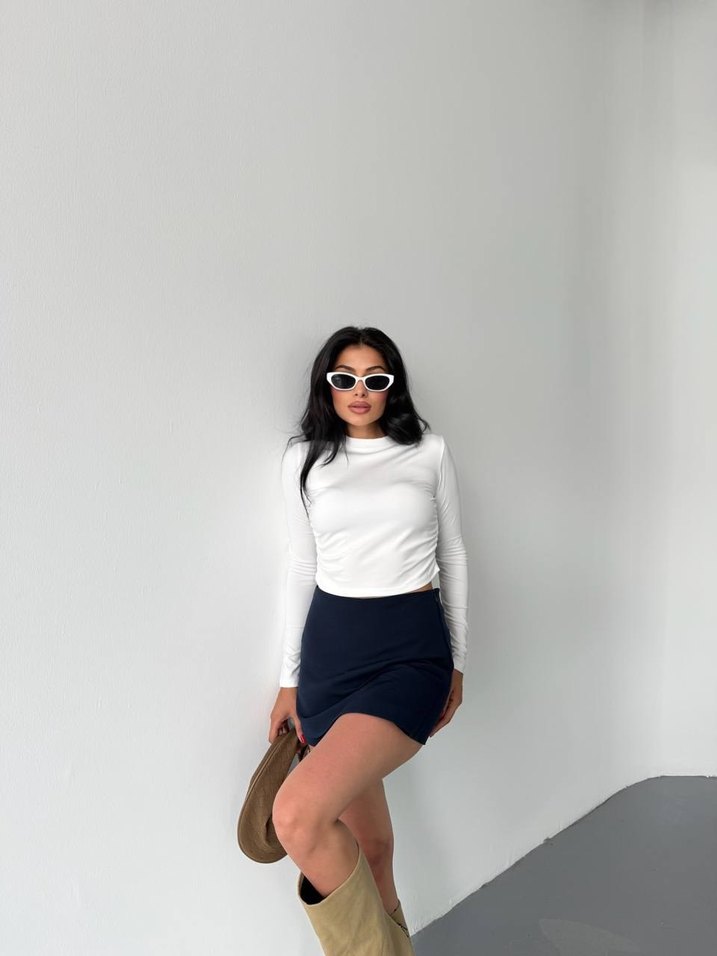 Beyaz yan büzgü basic - Görsel 2