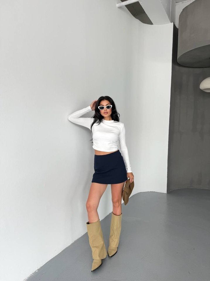 Beyaz yan büzgü basic - Görsel 3