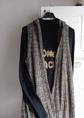 Gri Uzun Örme Kadın Süveter - Görsel 2