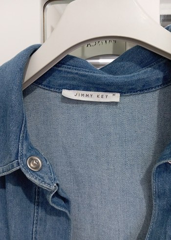 Düğmeli Mavi Kadın Denim Ceket - Görsel 3