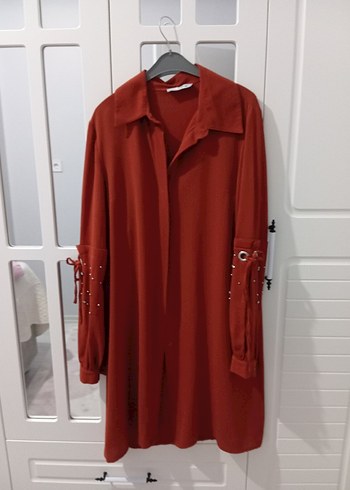 Uzun Kollu Kırmızı Kadın Gömlek - Görsel 4