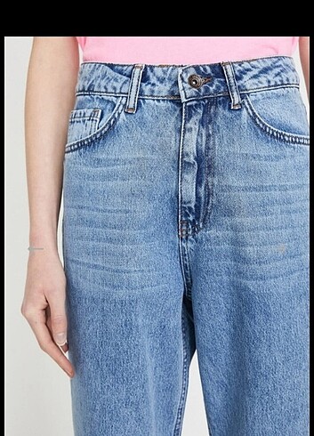 26 Beden mavi Renk KOTON JEANS MOM LASTİKLİ PAÇA PANTOLON