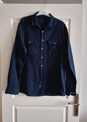 Erkek Lacivert Denim Gömlek