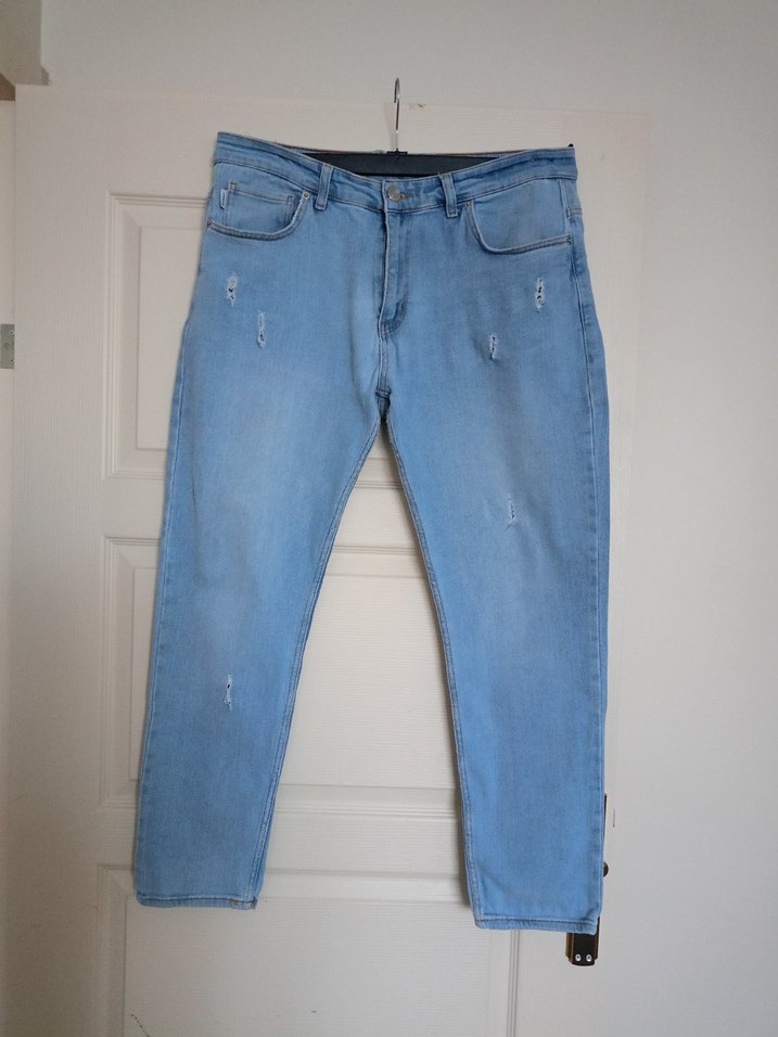 Rahat Kesim Mavi Denim erkek Pantolon - Görsel 5