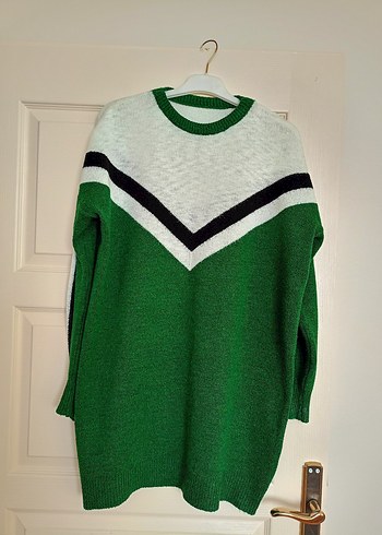 Yeşil V Desenli Örme Kadın tunik - Görsel 2