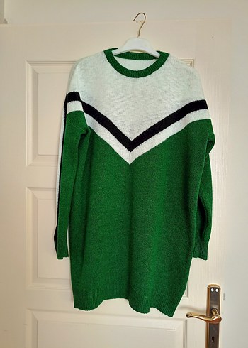 Yeşil V Desenli Örme Kadın tunik - Görsel 7