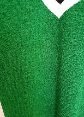 Yeşil V Desenli Örme Kadın tunik - Görsel 6