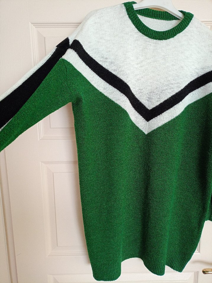 Yeşil V Desenli Örme Kadın tunik - Görsel 5