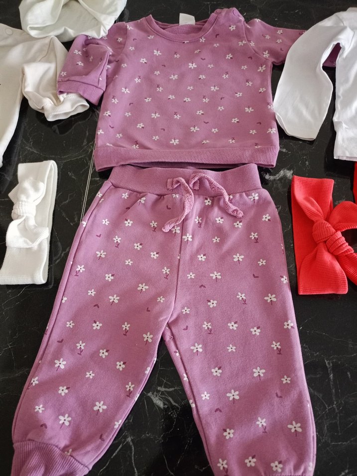 Çiçek Desenli Uzun Kollu Bebek Takımı - Görsel 4