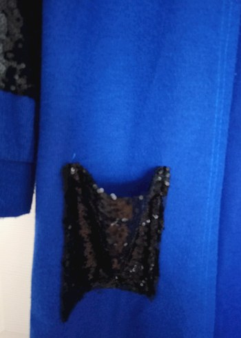 Kadın Mavi Uzun Kollu Düğmeli çeket - Görsel 3