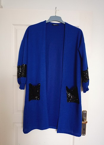 Kadın Mavi Uzun Kollu Düğmeli çeket - Görsel 6