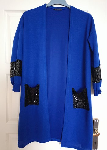 Kadın Mavi Uzun Kollu Düğmeli çeket - Görsel 2