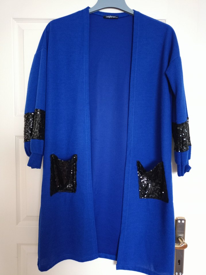 Kadın Mavi Uzun Kollu Düğmeli çeket - Görsel 2