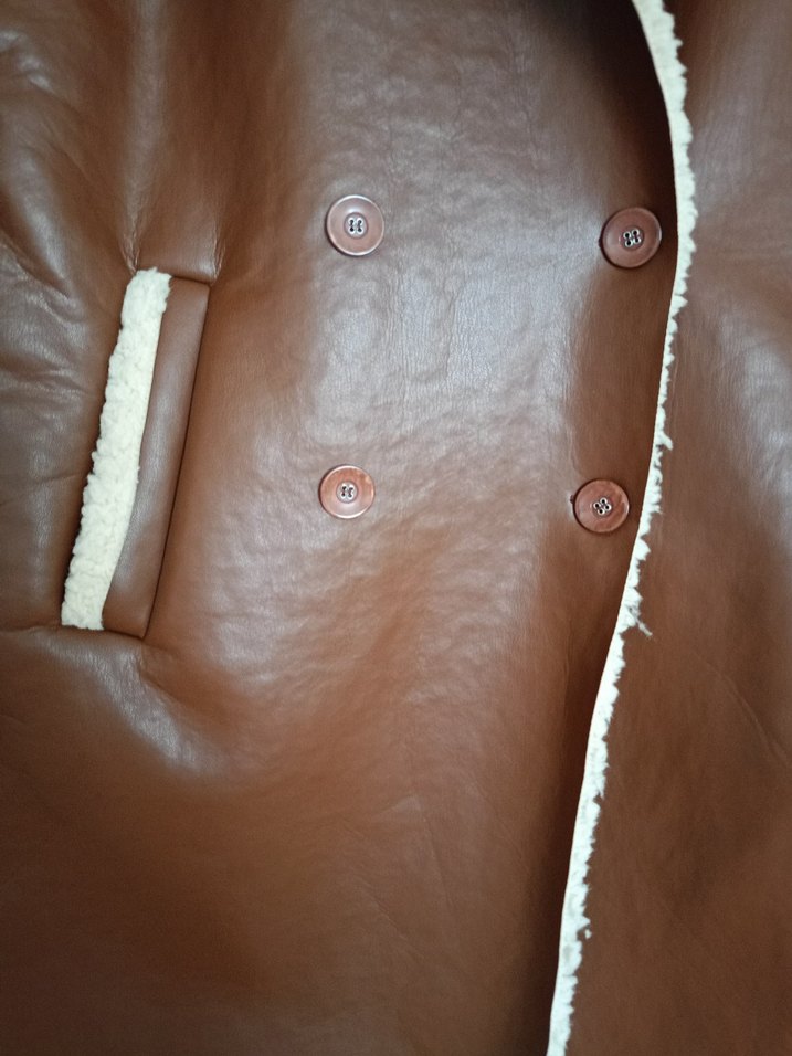 Kahverengi Kürklü Deri Kadın Ceket - Görsel 3