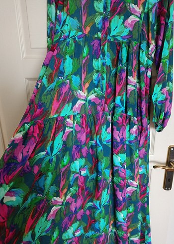 Renkli Piliseli Uzun Bohem Elbise - Görsel 5