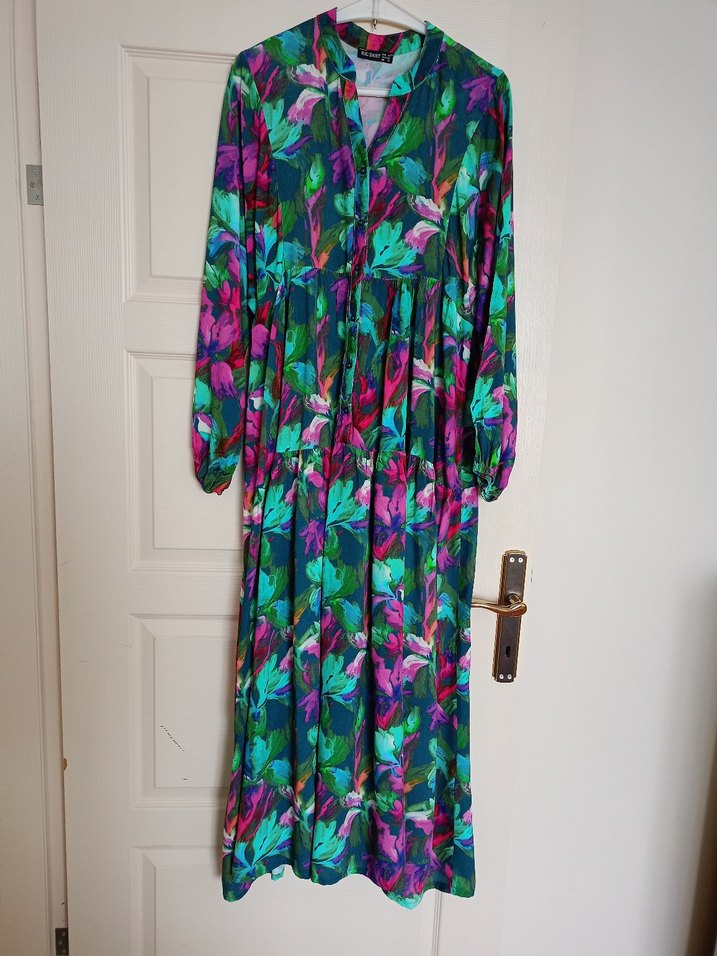 Renkli Piliseli Uzun Bohem Elbise - Görsel 3