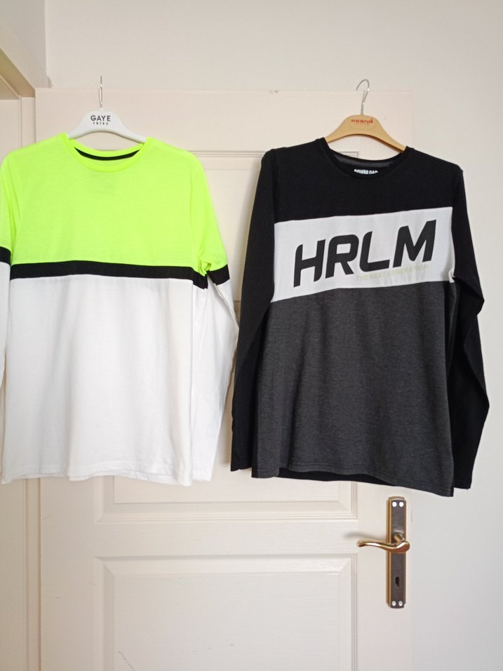 Beyaz Gri Pamuklu Erkek Sweatshirt HRLM Baskılı - Görsel 2