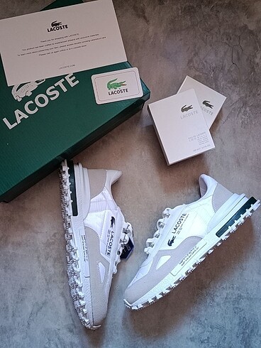 42 Beden Lacoste elite active beyaz yeşil spor erkek