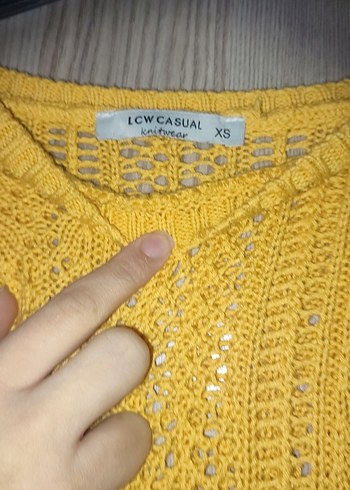 Sarı Bohem Örgü Kadın Kazak - Görsel 3