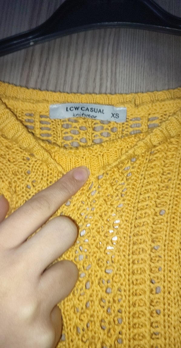 Sarı Bohem Örgü Kadın Kazak - Görsel 3