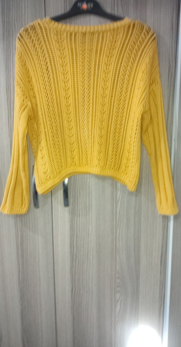 Sarı Bohem Örgü Kadın Kazak - Görsel 4