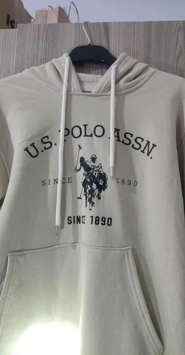 Bej Kapüşonlu U.S. Polo Assn. Sweatshirt - Görsel 2