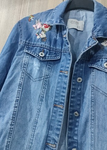 Nakışlı Mavi Denim Kadın Ceket - Görsel 2