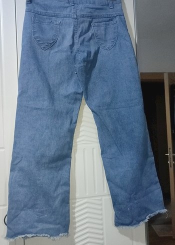 Nakışlı Mavi Rahat Kesim çocuk Kot Pantolon - Görsel 5