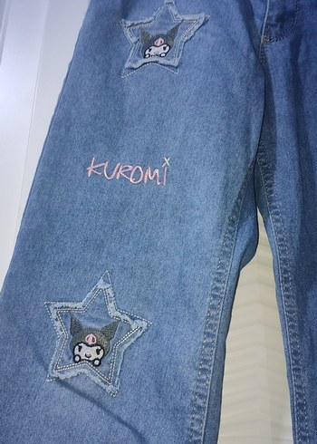 Nakışlı Mavi Rahat Kesim çocuk Kot Pantolon - Görsel 3