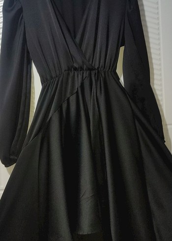 Siyah Uzun Kollu V Yakalı Uzun Elbise - Görsel 3