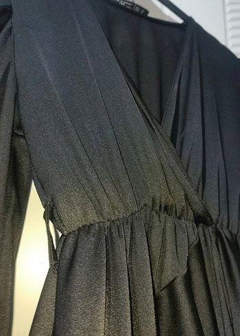 Siyah Uzun Kollu V Yakalı Uzun Elbise - Görsel 4