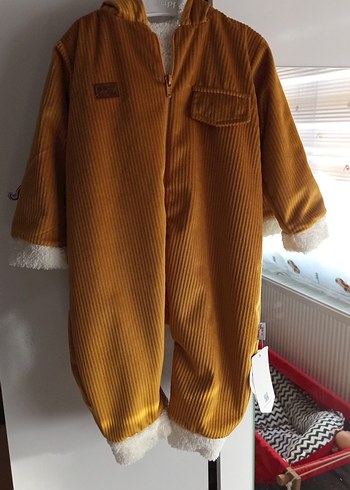 Kürklü Kapüşonlu Kahverengi Bebek Tulumu - Görsel 2