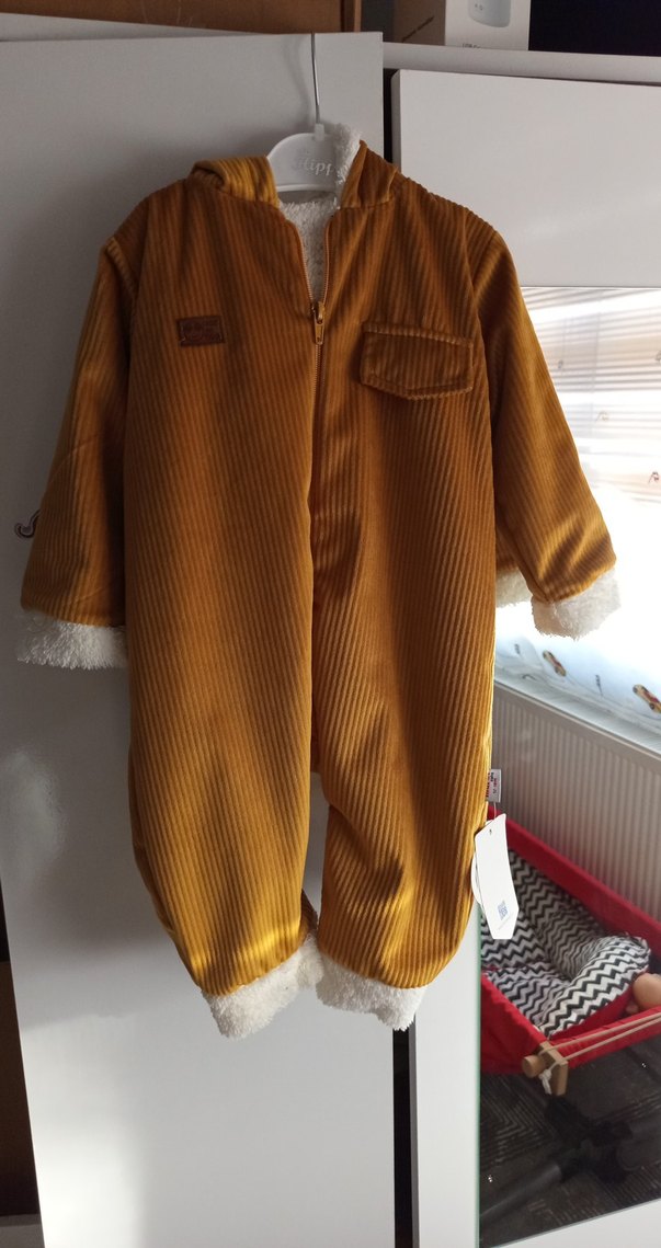 Kürklü Kapüşonlu Kahverengi Bebek Tulumu - Görsel 2